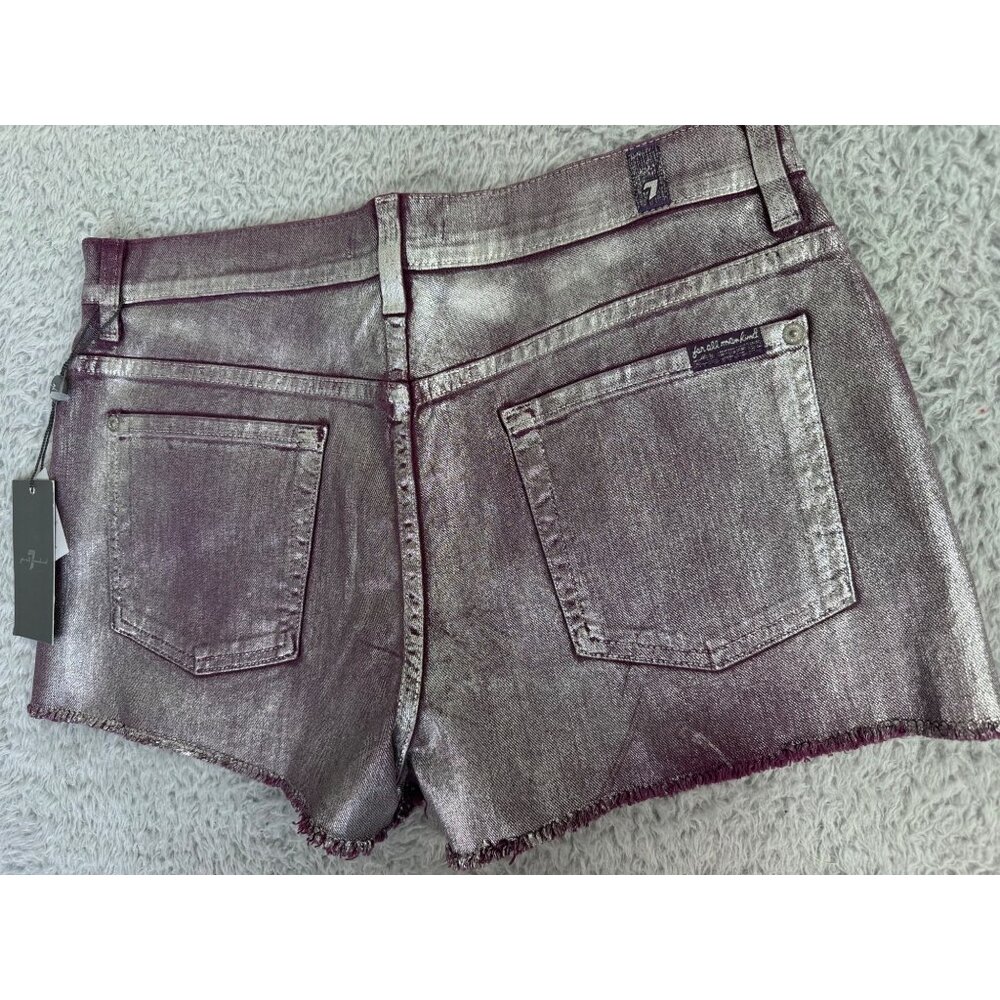 Metallic Purple Denim Shorts Womens Size 30 NWT 7 For All Mankind Cotton/Spandex - Picture 6 of 14